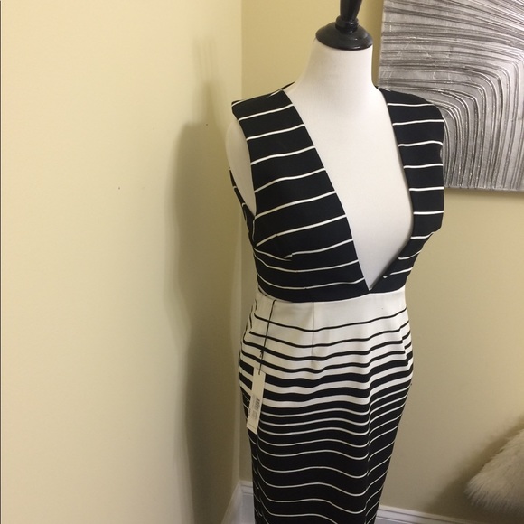 NWT Nicholas Corsica Deep V Stripe Dress- Size 12 - Picture 3 of 8